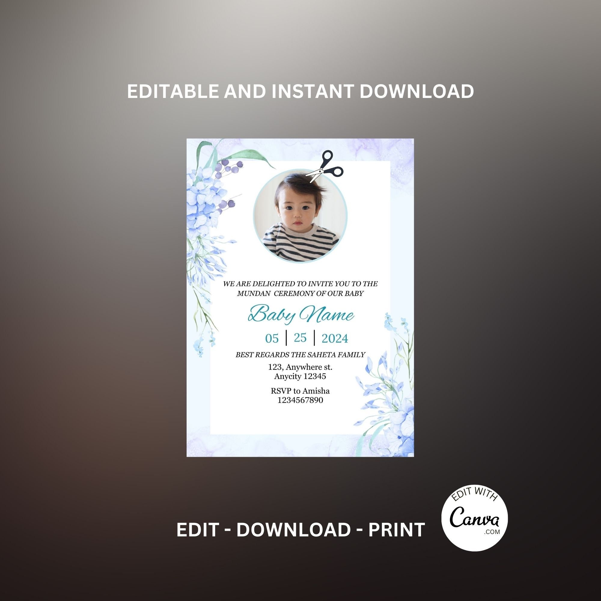 Baby Boy Mundan Ceremony Invitation , Boy Tonsure Invitation, Hindu