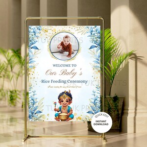 Editable Pasni Ceremony Welcome sign, Rice Feeding Ceremony welcome Sign , Annaprasan sign, Weaning Ceremony sign, Pasni Ceremony Signage