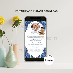Inviti telefonici per la cerimonia di alimentazione del riso, invito digitale Annaprasan, scheda telefonica cerimonia di svezzamento, invito digitale Annaprashan, inviti Pasni