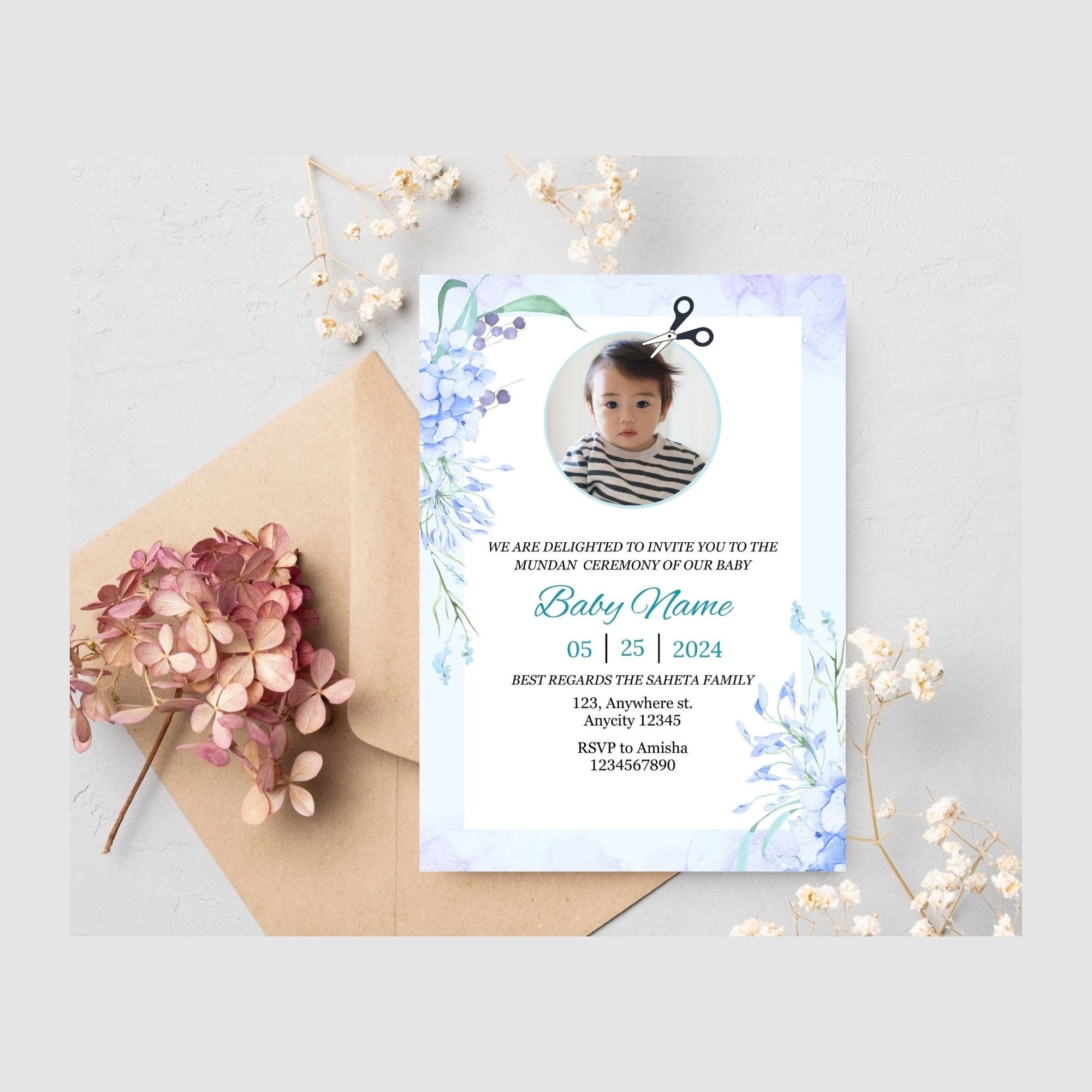 Baby Boy Mundan Ceremony Invitation , Boy Tonsure Invitation, Hindu