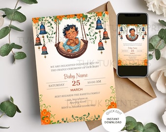 Baby Cradle Ceremony Invite: Indian Naming Ceremony Template (Digital)