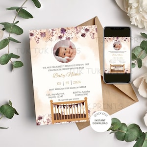 Cradle Ceremony Invite, Naming Ceremony Invites, Boy/Girl Cradle Invite Template, Naming ceremony digital template, Naamkaran Invite