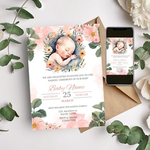 Baby Naming Ceremony Invite, Cradle Ceremony Invite Template, Naming ceremony digital template, Naming Invite card
