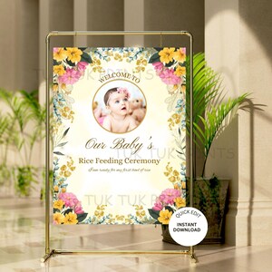 Editable Rice Feeding Ceremony Welcome Sign (Digital Download)