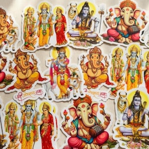 Hindu God Stickers: Ganesha, Shiva, Krishna, Ram darbar, srinathji - Andliga dekaler