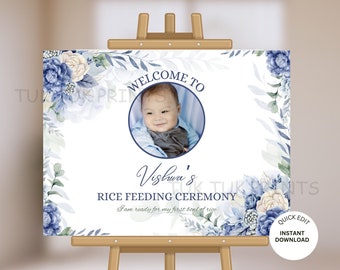 Placa de boas-vindas de Annaprasan: pôster da cerimônia de alimentação de arroz (download digital)
