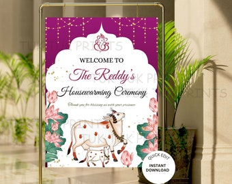 Pichwai Indian Housewarming Sign: Gruhapravesha Welcome (Digital Download)