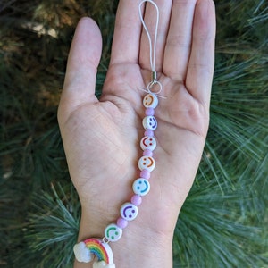 Rainbow Smiley Face Phone Charm