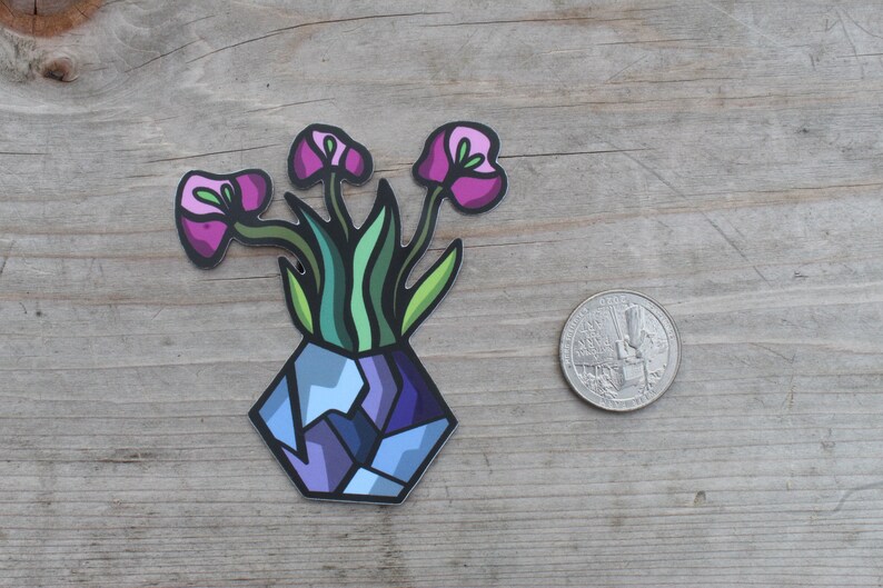 Geometric Flower Vase Sticker Etsy