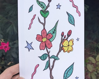 5 by 7 inch Flower Design Art Print
