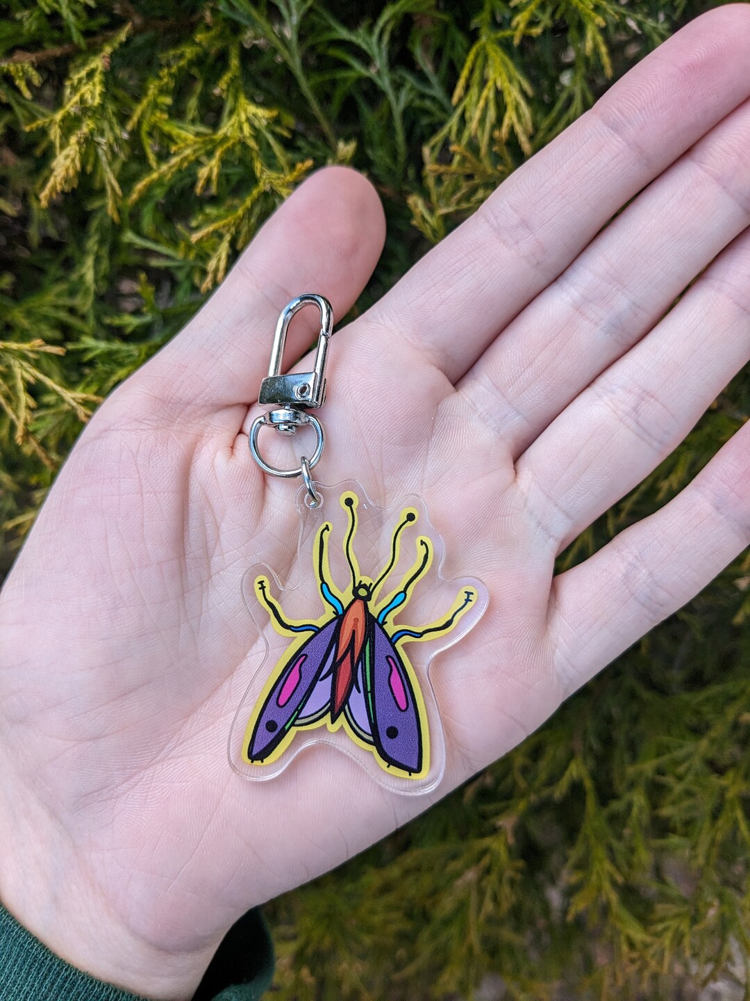 Yellow Butterfly Moth Insect Bug Mini Small Acrylic Keychain Bag ...
