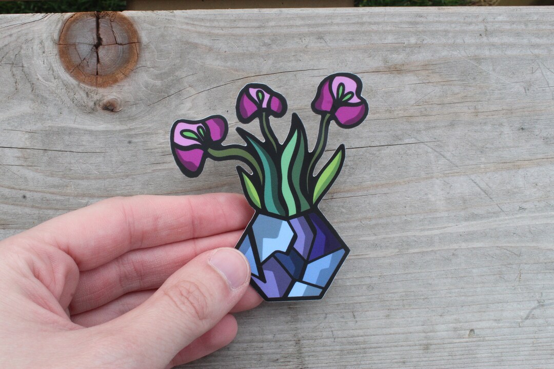 Geometric Flower Vase Sticker Etsy