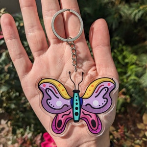 B Grade Purple Butterfly Acrylic Keychain