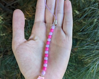 Strawberry Milk Pink Phone Charm Strap Accessory