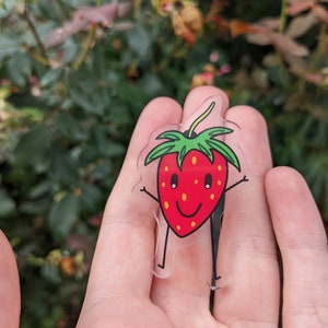 Dancing Strawberry Acrylic Pin