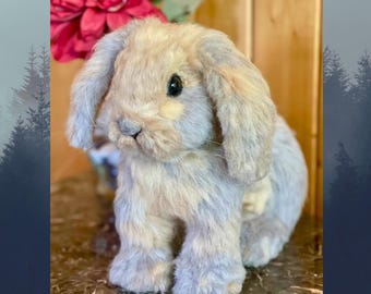 Needle Felted Lop Rabbit - Handmade Wool Sculpture, Woodland Animal Art