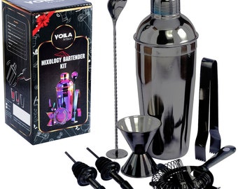 Voila Artisan 11-teiliges Premium Mixology Barkeeper Cocktail Shaker Komplettset - Schwarz