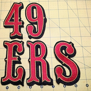 western font 49ers 2x4in embroidery patch ( set of 5 ) sew-on