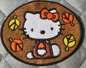 Fall Kitty embroidery patch iron on and other options