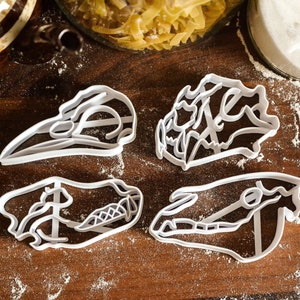 Animal Skull Cookie Cutters/ Horse, Tiger, Raven, Wolf. Clay Cutter/Fondant Cutter.