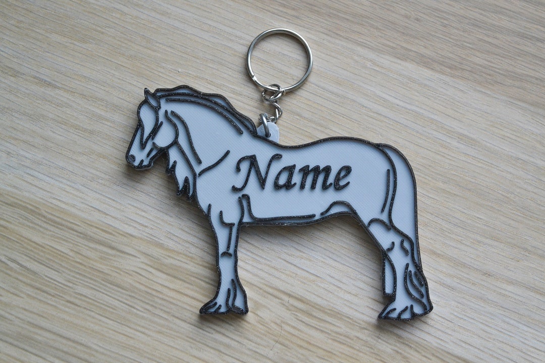 Personalized Shire Horse Keychain. Heavy Draft Horse. Many Colours. Etsy