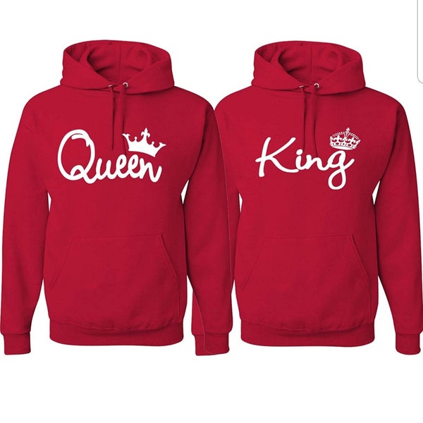 King Queen Hoodie, Couples Matching Hoodie, Queen and King Hoodie, King Queen Sweatshirt,Couples Gift,Queen Hoodies,Custom Unisex Hoodie Set