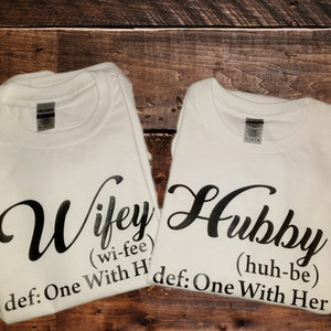 Wifey and Hubby TShirt Set,Couples Shirts,Matching Shirts, Wifey and Hubby, Newlywed Gifts, Wedding Gifts, Bride Gifts,Groom Gift,Bridal set
