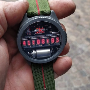 Nixie watch, handmade Titanium watch, with accelerometer and Wi-Fi, Made in Italy