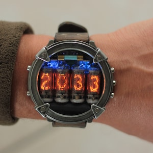 Nixie watch, Titanium handmade, Made in Italy