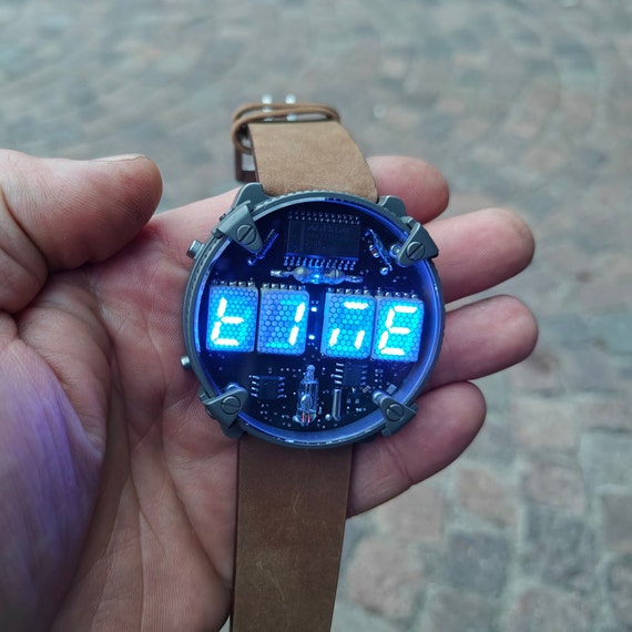 Nixie Watch, Titanium Handmade, With Accelerometer and Wi-fi, Made