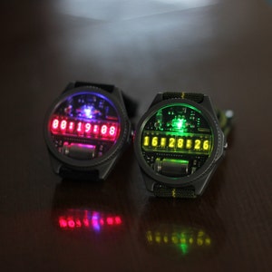 Nixie watch, Titanium watch, self made, with accelerometer and Wi-Fi, Made in Italy