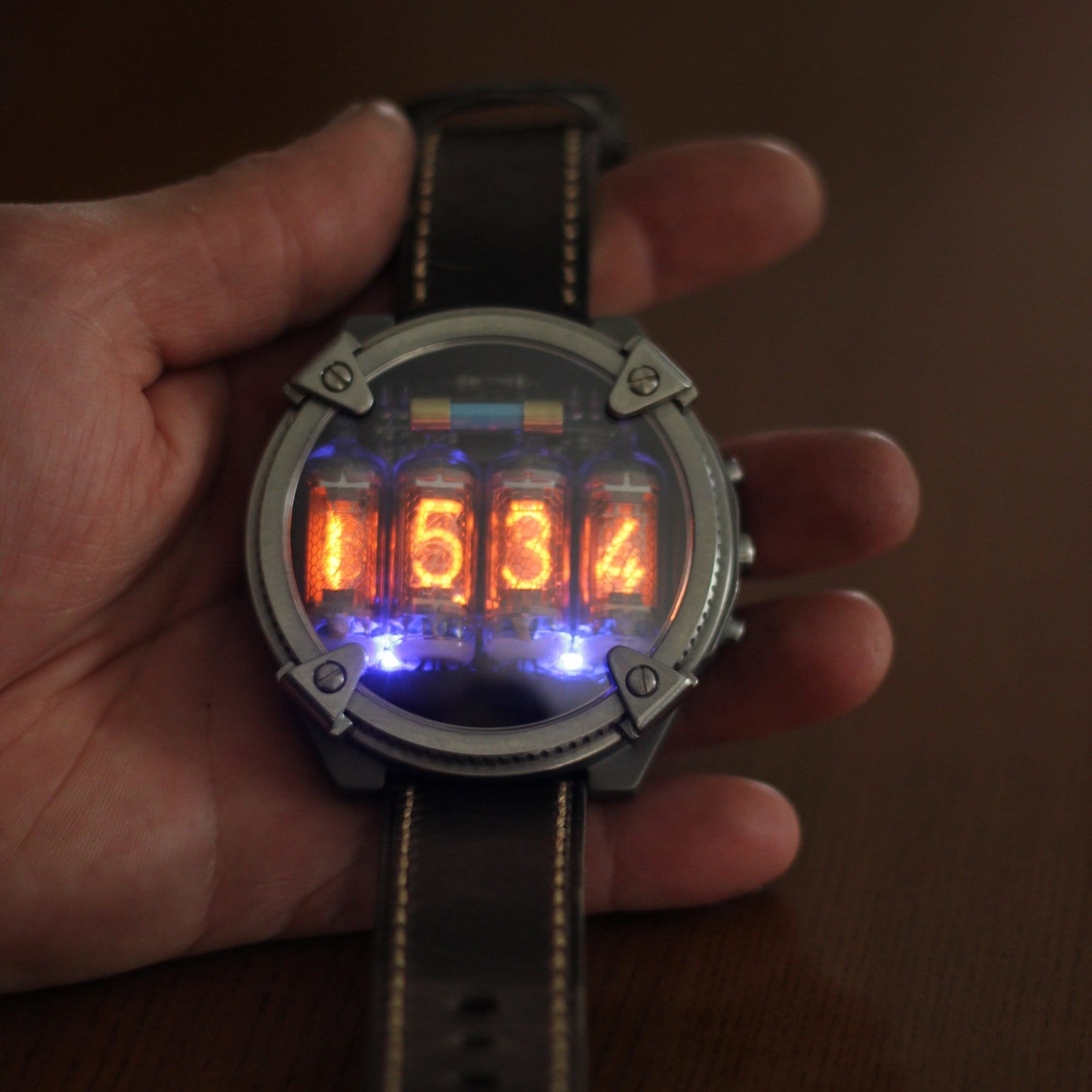 Nixie Watch, Titanium, Self Made With Accelerometer, Made in Italy
