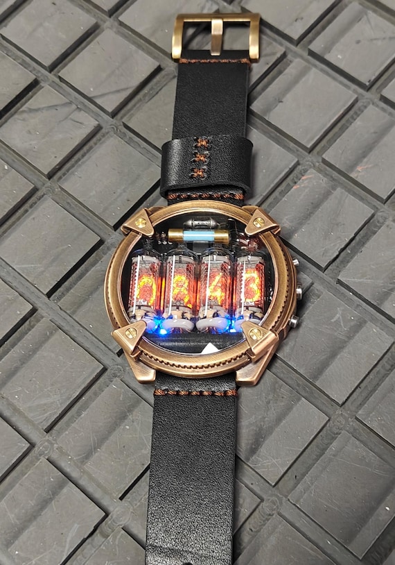 Nixie Watch, Handmade Bronze Watch, Luxury Wrist Watch, With