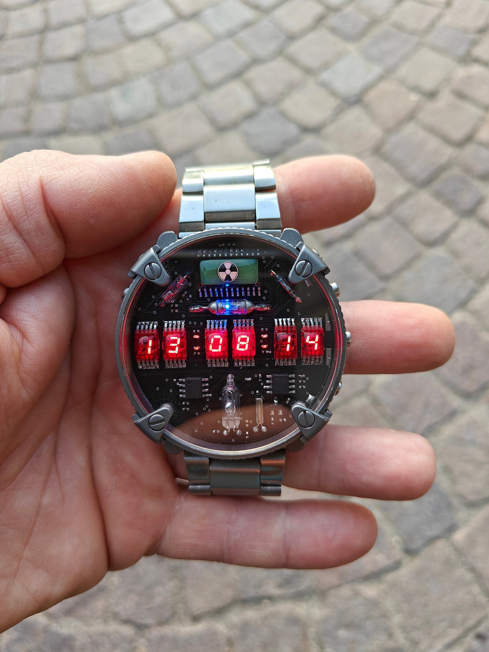 Nixie Watch, Titanium Wrist Watch, Self Made, With Accelerometer and Wi