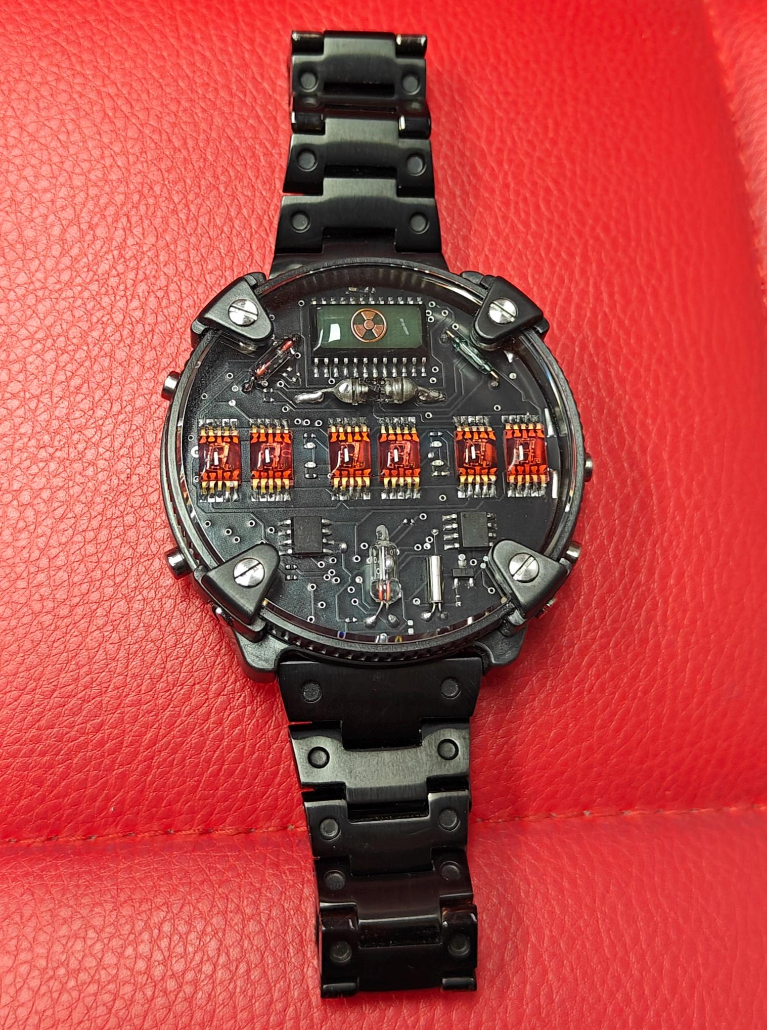 Zirconium Watch Red Led, Handmade, Accelerometer, Wi-fi, Made in