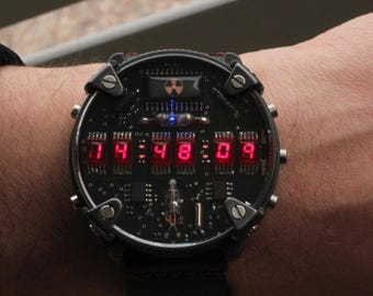 Zirconium led watch, handmade, with accelerometer and Wi-Fi, Made in Italy