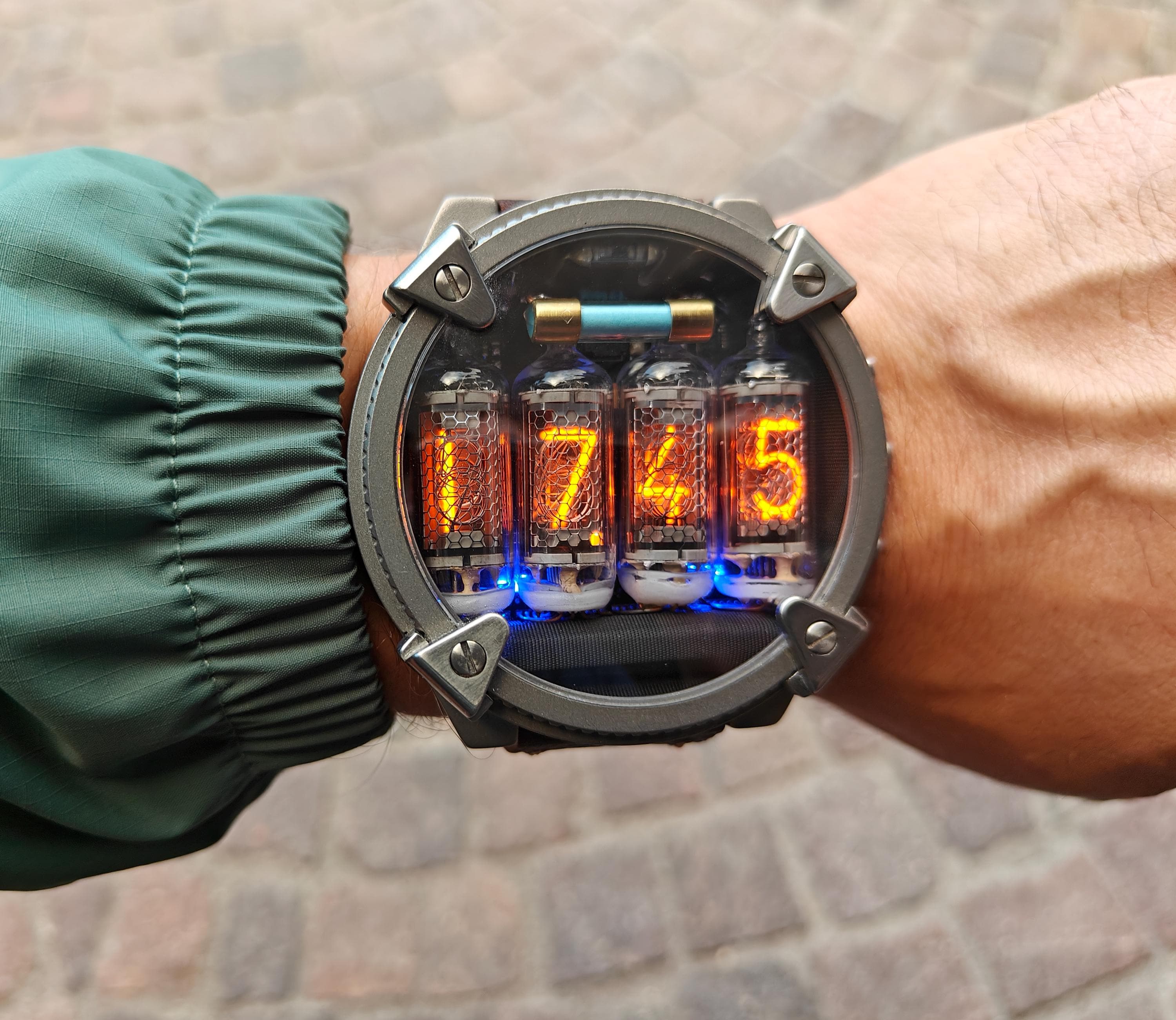 Nixie watch, Titanium handmade, Made in Italy