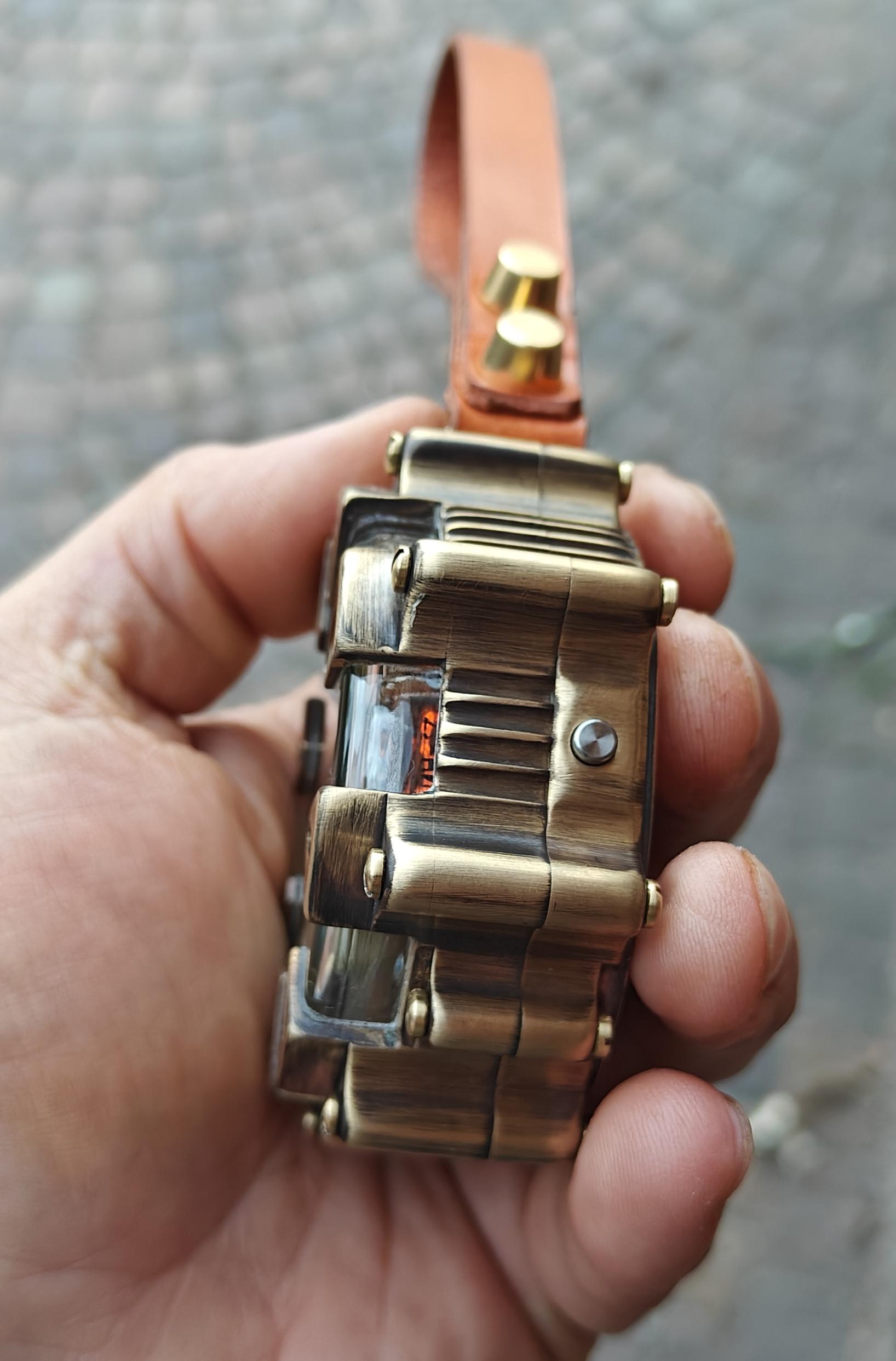 ニキシー管懐中時計、手作りの真鍮製X線放射線量計、イタリア製 - Etsy