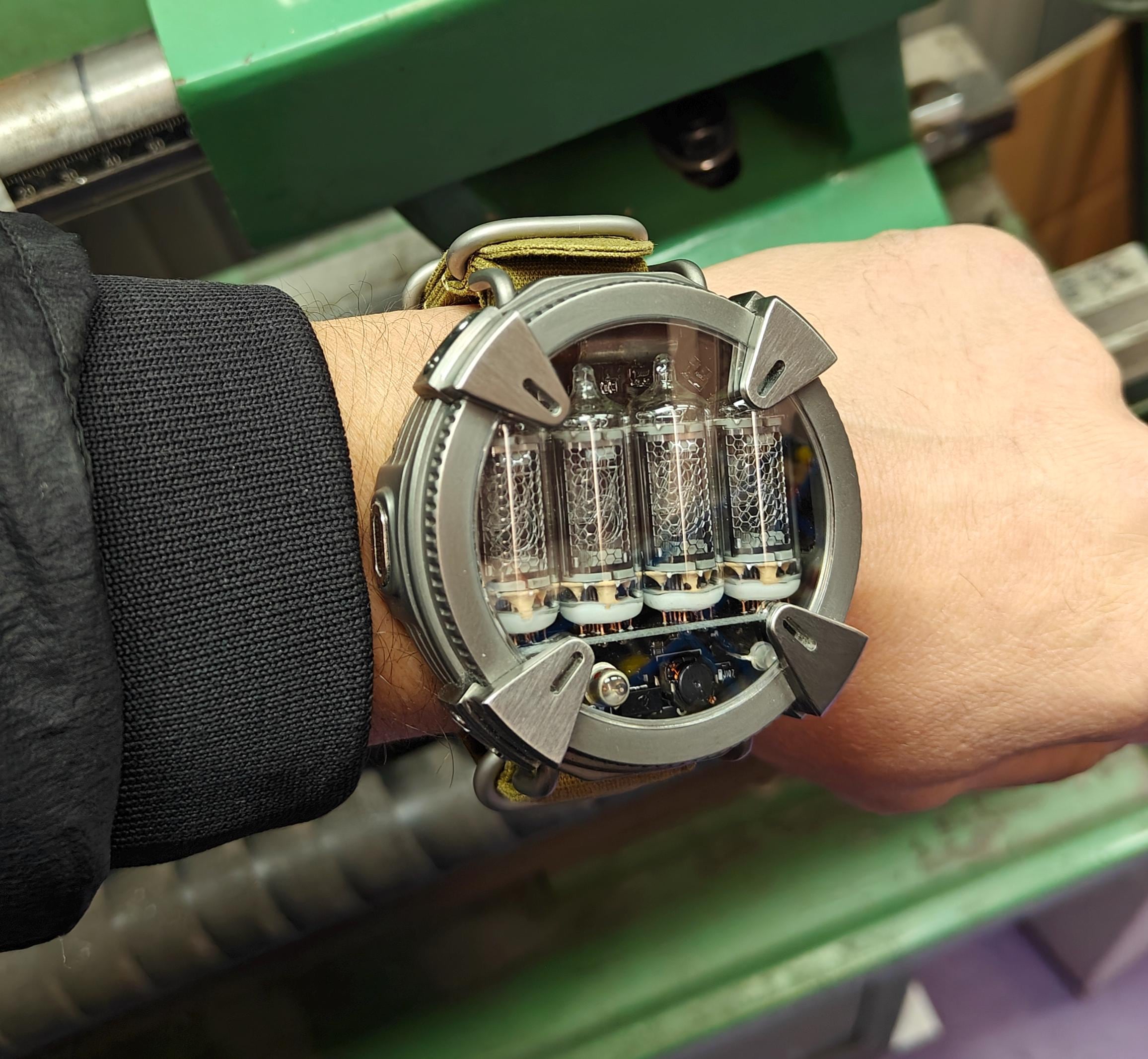 Nixie Watch, Titanium Handmade Wrist Watch With γ, β and X-ray