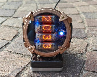 Nixie watch, handmade Bronze watch, luxury wrist watch, with accelerometer, Made in Italy