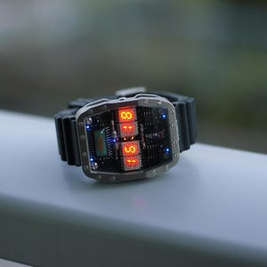 Titanium wrist watch orange led, handmade, Made in Italy image 5
