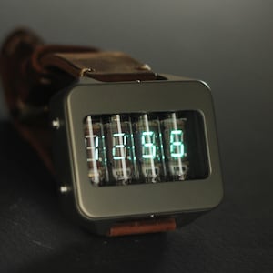 Nixie watch vfd, handmade Titanium watch, with accelerometer, Made in Italy
