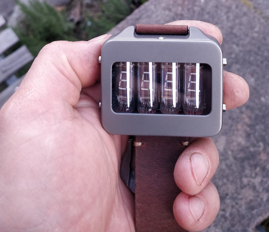 Nixie Watch Vfd Titanium Watch Self Made With Accelerometer Etsy