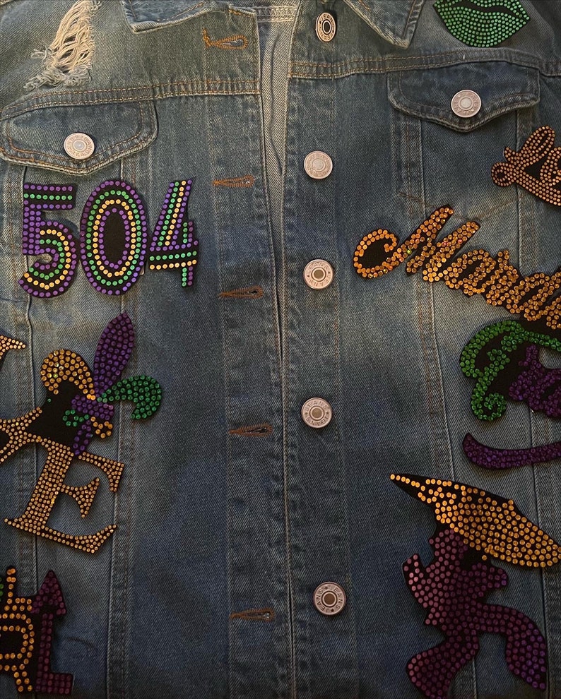 mardi gras denim jacket