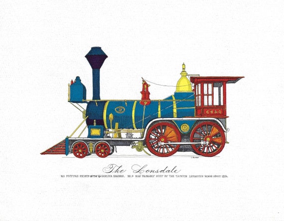 American Locomotive アート作品 Portfolio of American Locomotives circa 1870-1880 Engravings