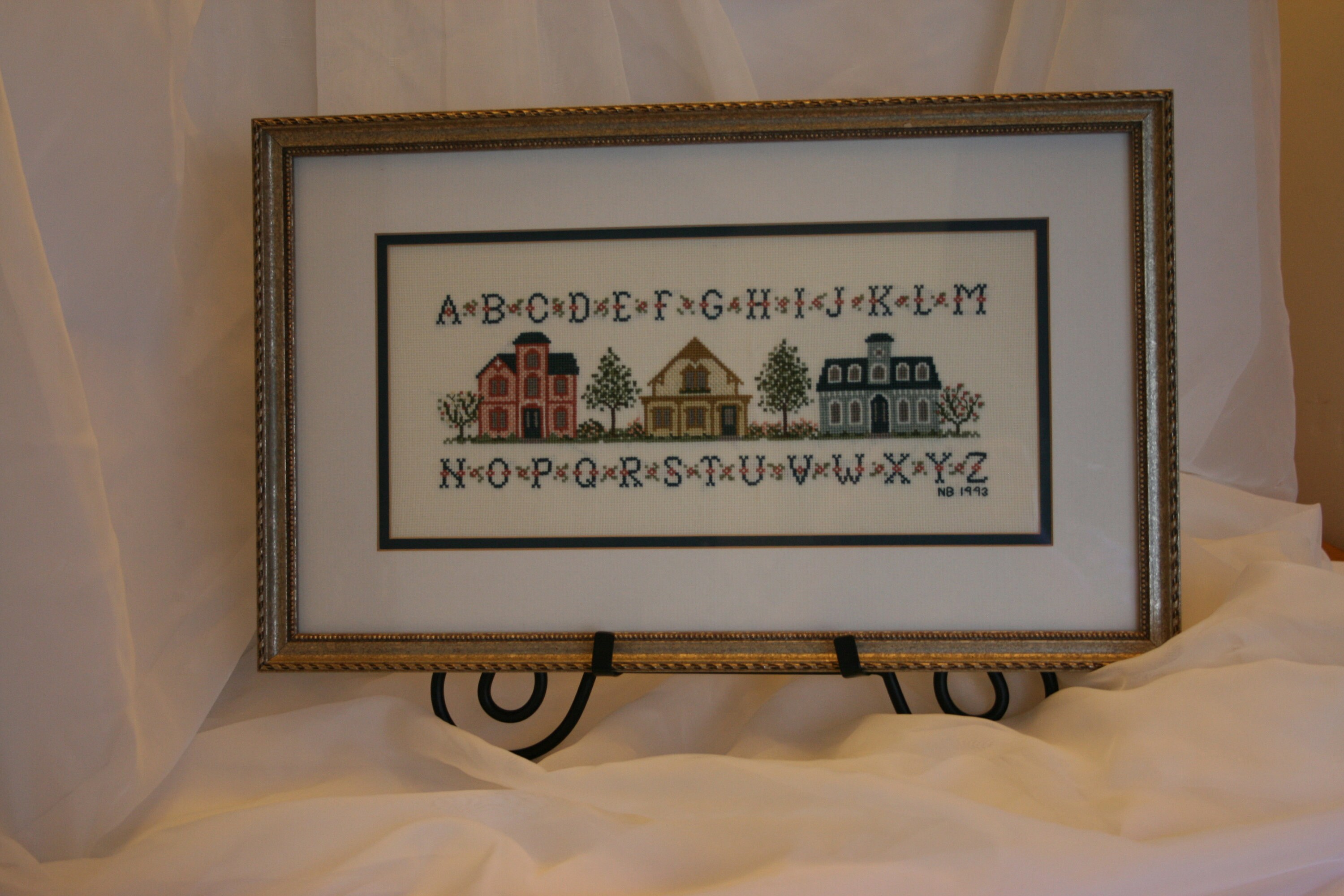 Vintage CIRCA 1994 Handmade Embroidery Alphabet Sampler Framed Etsy