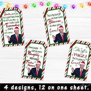 Afdrukbare grappige Trump-cadeaukaartjes, Republikeinse kerstcadeaukaartjes