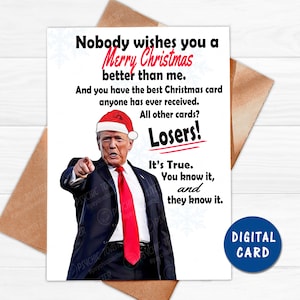 Cartão de Natal Trump para impressão, cartão Donald Trump engraçado, cartão de Natal republicano