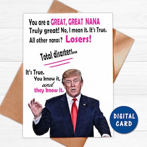 Afdrukbare grappige kaart voor oma, grappige troefkaart, geweldige oma, Trump Grandma Day