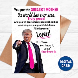Afdrukbare grappige Moederdagkaart, grappige Trump Card, geweldige moeder, Trump Moederdag
